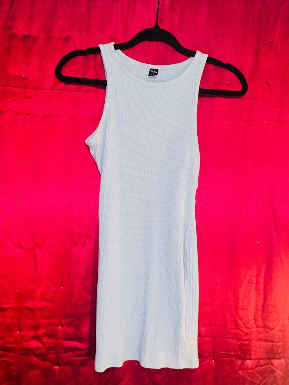 👑 Size Small SHEIN Light Blue Ribbed Tank Midi Dress